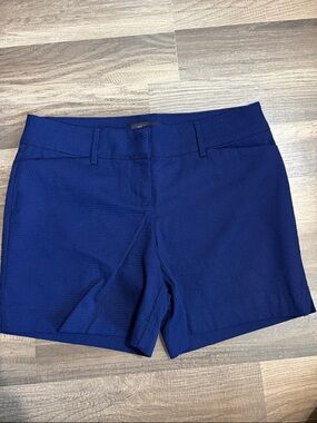 The Limited Navy Blue Textured Stretch Shorts